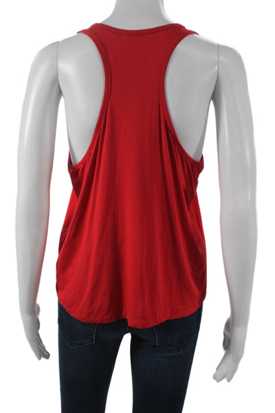 Splits59 Women Red Scoop Neck Sleeveless Tank Polyester Solid Spring Size M