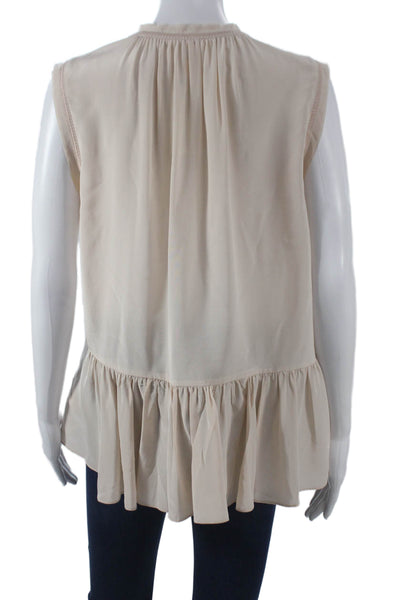 Rebecca Taylor Womens Tunic Blouse Ivory Silk V-Neck Sleeveless Size 6