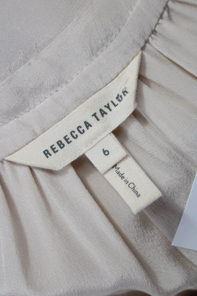 Rebecca Taylor Womens Tunic Blouse Ivory Silk V-Neck Sleeveless Size 6