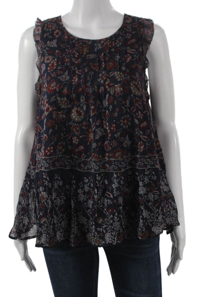 Joie Women Multicolor Floral Silk Sleeveless Round Neck Basic Blouse Size S