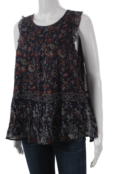 Joie Women Multicolor Floral Silk Sleeveless Round Neck Basic Blouse Size S