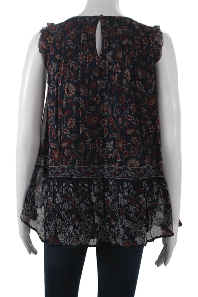 Joie Women Multicolor Floral Silk Sleeveless Round Neck Basic Blouse Size S
