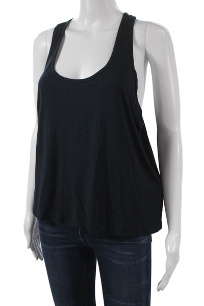 Splits59 Womens Black Scoop Neck Basic Tank Size L