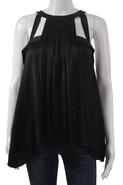 BCBGMAXAZRIA Womens Tunic Halter Sleeveless Black Polyester Size S