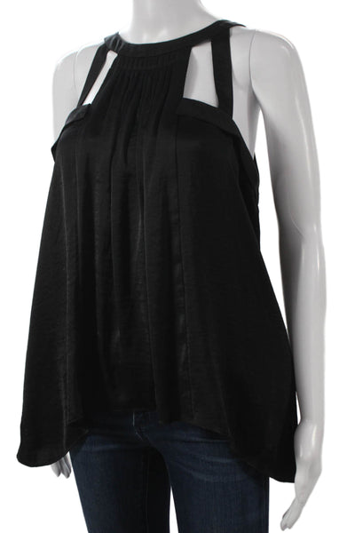 BCBGMAXAZRIA Womens Tunic Halter Sleeveless Black Polyester Size S