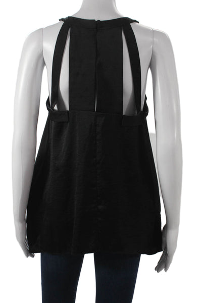 BCBGMAXAZRIA Womens Tunic Halter Sleeveless Black Polyester Size S