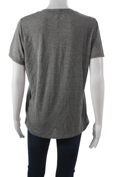 Lauren Moshi Women Basic Geometric Gray Crew Neck Short Sleeve T-Shirt Size S