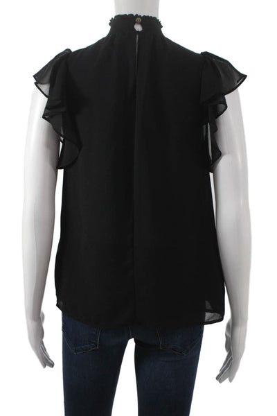 1. State Womens Basic Mock Neck Sleeveless Button Polyester Blouse Size XS