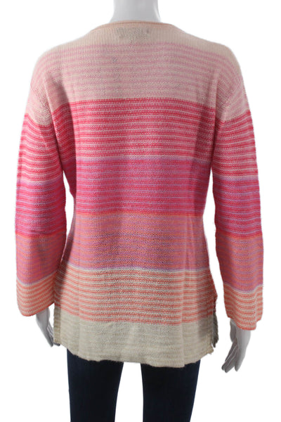 Claudia Nichole Womens Pullover Striped Multicolor Cashmere Round Neck Size S