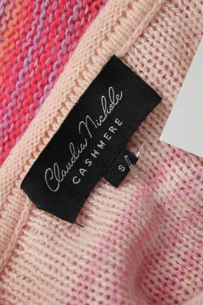Claudia Nichole Womens Pullover Striped Multicolor Cashmere Round Neck Size S