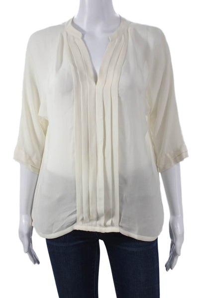 Joie Womens Silk V-Neck Basic Blouse 3/4 Sleeve Ivory Size XS