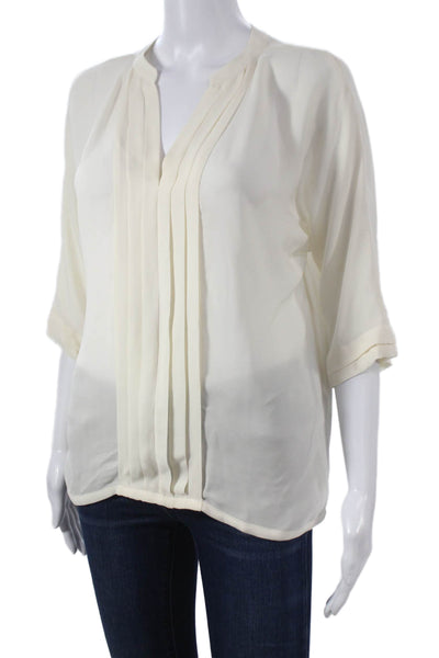 Joie Womens Silk V-Neck Basic Blouse 3/4 Sleeve Ivory Size XS