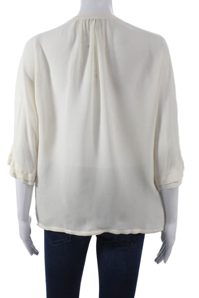 Joie Womens Silk V-Neck Basic Blouse 3/4 Sleeve Ivory Size XS