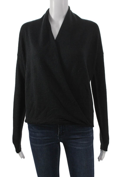Joie Women Wrap V-Neck Black Long Sleeve Sweater Size XS