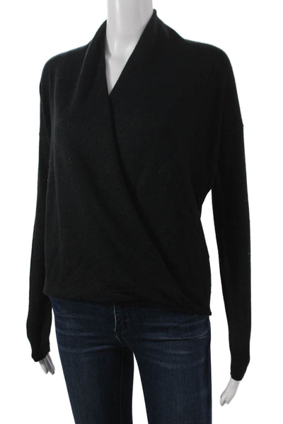 Joie Women Wrap V-Neck Black Long Sleeve Sweater Size XS