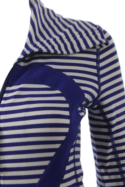 Lululemon Womens Blue Striped Track Jacket Zip Size 2