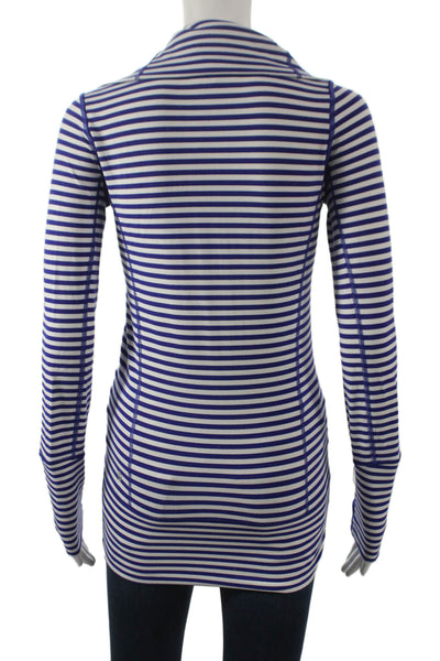 Lululemon Womens Blue Striped Track Jacket Zip Size 2