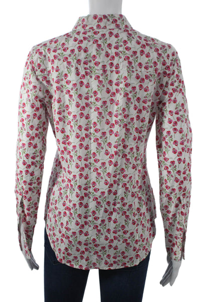 J Crew Women Basic Floral Cotton Button-Up Collared Long Sleeve Size 2