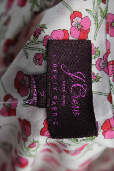 J Crew Women Basic Floral Cotton Button-Up Collared Long Sleeve Size 2