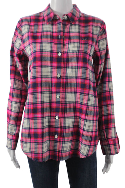 Vineyard Vines Women Plaid Collared Button-Up Long Sleeve Top Size 2