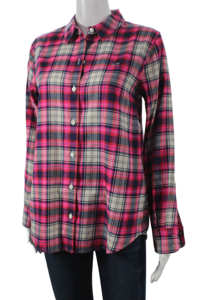 Vineyard Vines Women Plaid Collared Button-Up Long Sleeve Top Size 2
