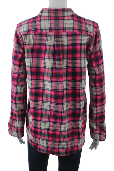 Vineyard Vines Women Plaid Collared Button-Up Long Sleeve Top Size 2