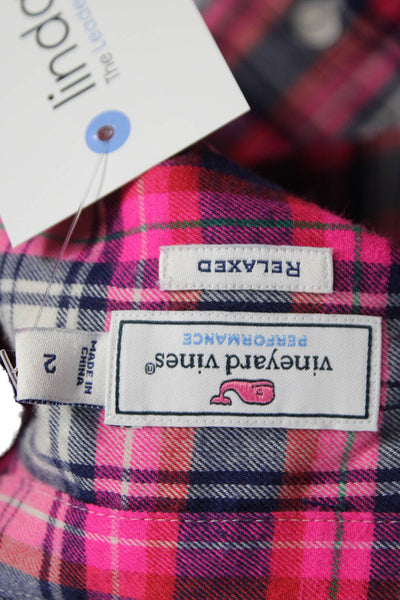 Vineyard Vines Women Plaid Collared Button-Up Long Sleeve Top Size 2