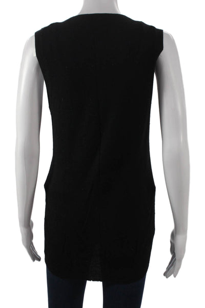 Theory Women Black Cashmere Scoop Neck Vest Sleeveless Size S