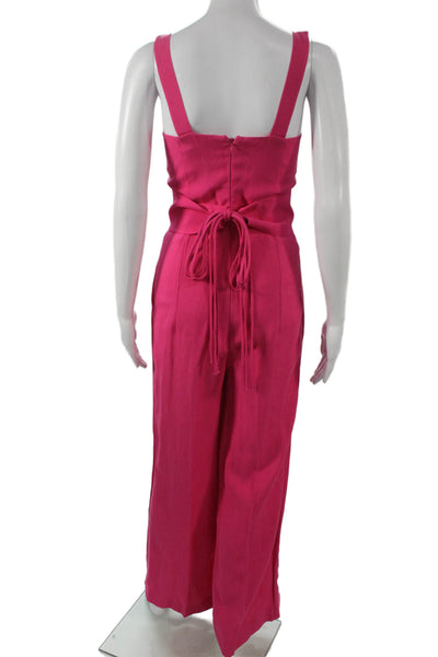 Usisi Sister Women Pink Sleeveless Square Neck Jumpsuit Zip Size XS