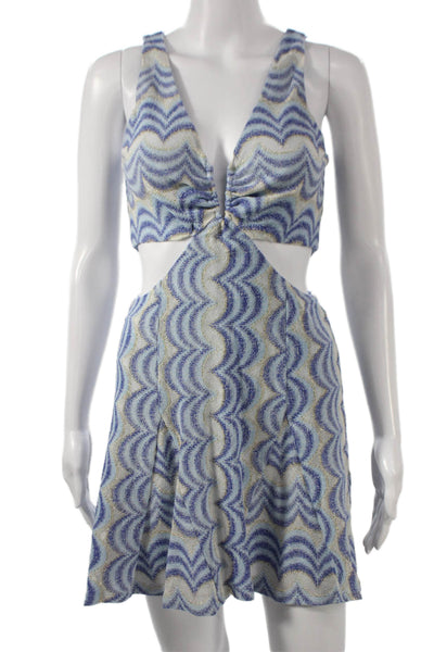 Ramy Brook Womens Mini Chevron V-Neck Sleeveless Zip Dress Multicolor Size 0