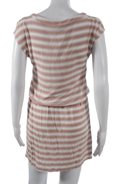 Soft Joie Women Blouson Dress Pink Striped Scoop Neck Short Sleeve Size XS