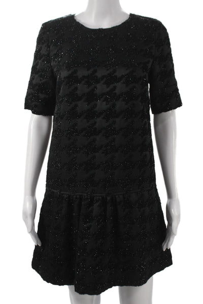 Essentiel Antwerp Womens Mini Houndstooth Black Short Sleeve Dress Size 34