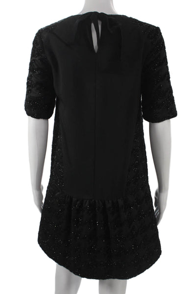 Essentiel Antwerp Womens Mini Houndstooth Black Short Sleeve Dress Size 34