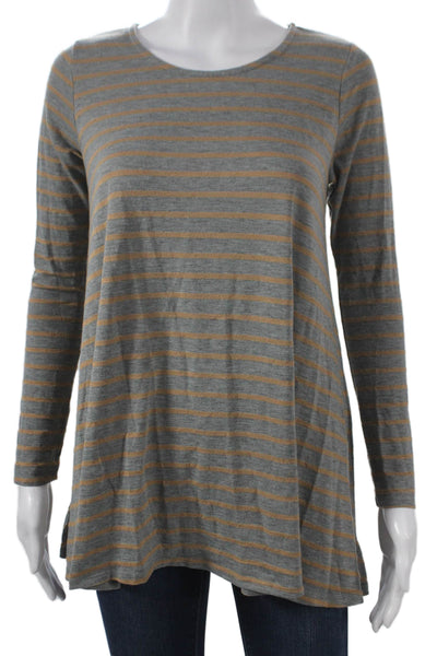 Puella Womens Tunic Tee Gray Striped Long Sleeve Size XS