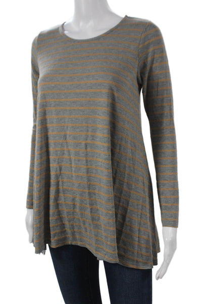 Puella Womens Tunic Tee Gray Striped Long Sleeve Size XS