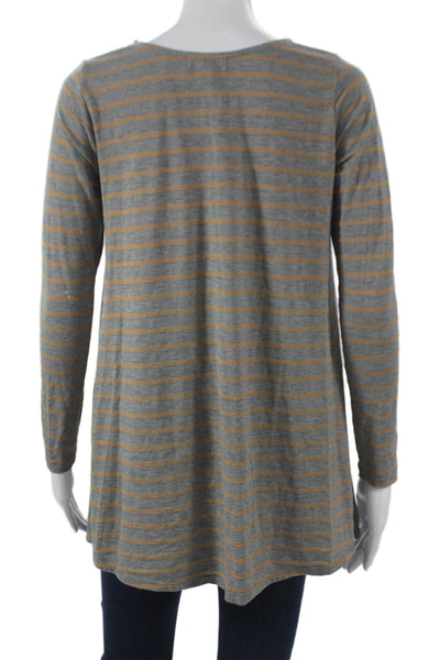 Puella Womens Tunic Tee Gray Striped Long Sleeve Size XS
