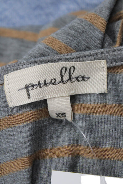 Puella Womens Tunic Tee Gray Striped Long Sleeve Size XS