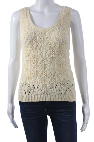 Deluc Women Ivory Scoop Neck Sleeveless Sweater Vest Size M