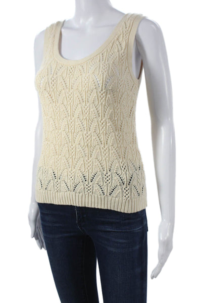 Deluc Women Ivory Scoop Neck Sleeveless Sweater Vest Size M