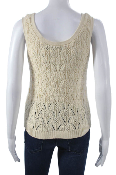 Deluc Women Ivory Scoop Neck Sleeveless Sweater Vest Size M