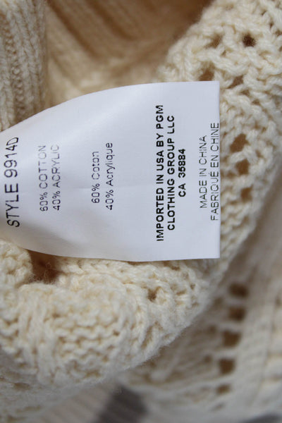 Deluc Women Ivory Scoop Neck Sleeveless Sweater Vest Size M