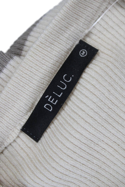 Deluc Womens Basic Ivory Cotton Striped Sleeveless Tank Round Neck Size M