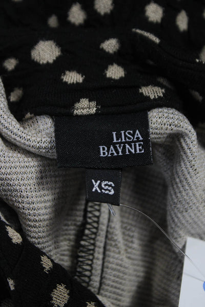 Lisa Bayne Women Cardigan Black Polka Dot Viscose Crewneck Long Sleeve Size XS
