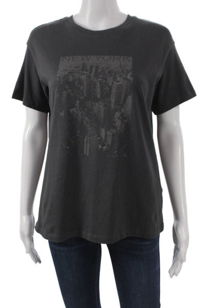 Madewell Women Basic Gray Cotton Crew Neck Short Sleeve T-Shirt Size 2XS