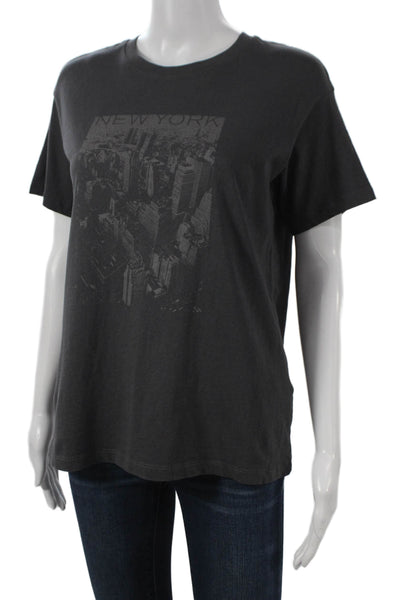 Madewell Women Basic Gray Cotton Crew Neck Short Sleeve T-Shirt Size 2XS
