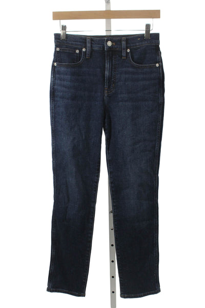 Madewell Womens Straight Jeans Blue High Rise Button Fly 28 Inseam Size 25