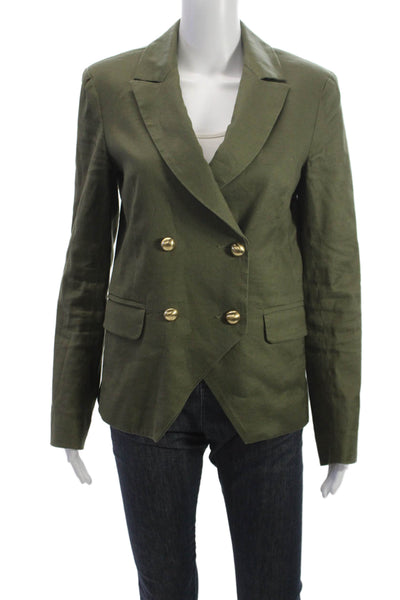 Laveer Womens Cotton Green Blazer Buttoned Long Sleeve Fall Size 4