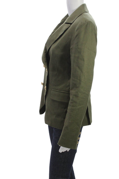 Laveer Womens Cotton Green Blazer Buttoned Long Sleeve Fall Size 4