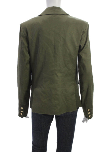 Laveer Womens Cotton Green Blazer Buttoned Long Sleeve Fall Size 4