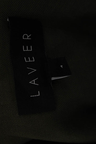 Laveer Womens Cotton Green Blazer Buttoned Long Sleeve Fall Size 4